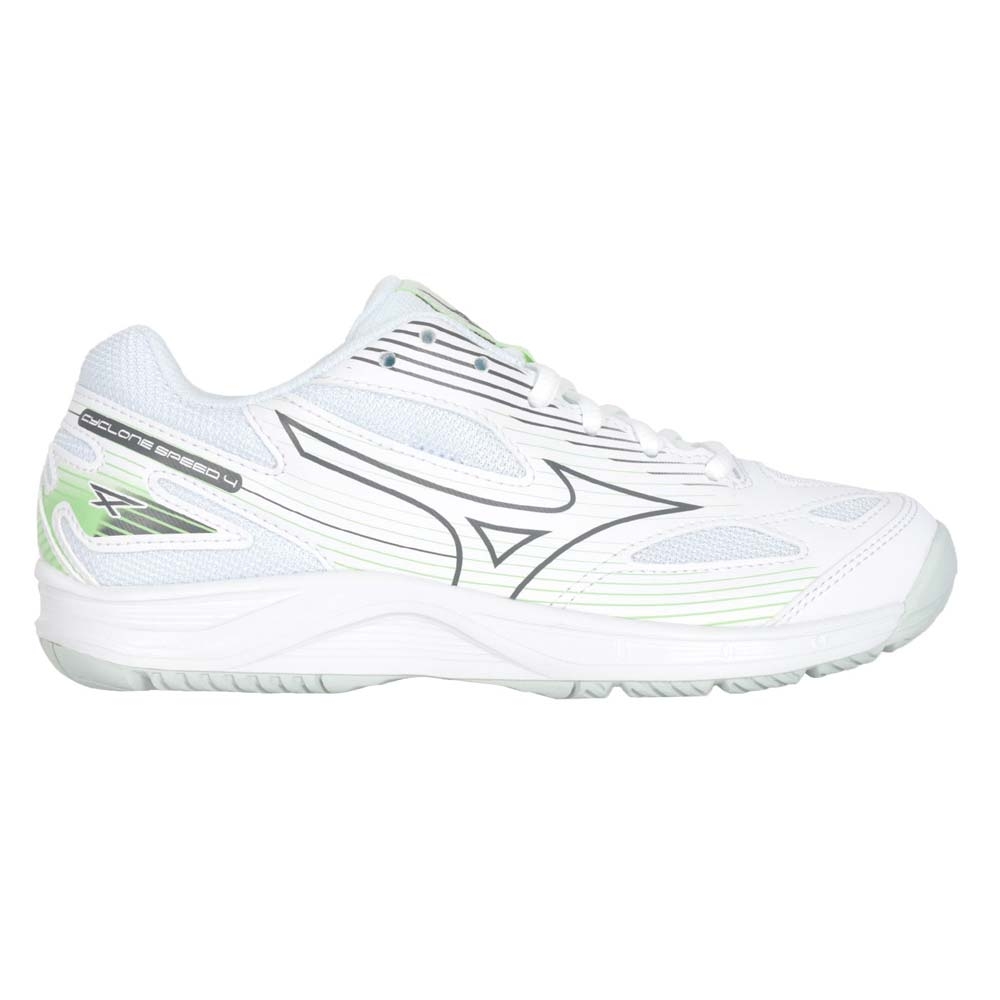 MIZUNO CYCLONE SPEED 4 女羽球鞋-運動 訓練 美津濃 V1GC238035 白深灰綠