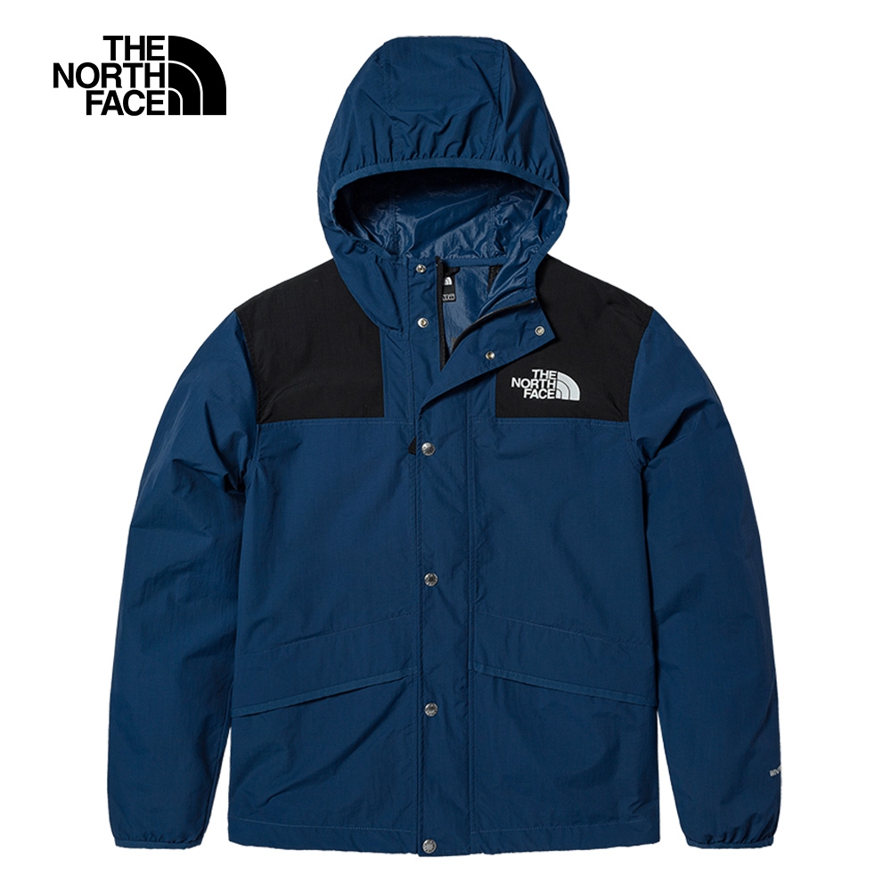 【The North Face 官方旗艦】北面男款藍黑拼接防風防潑水連帽外套｜5JYNMPF