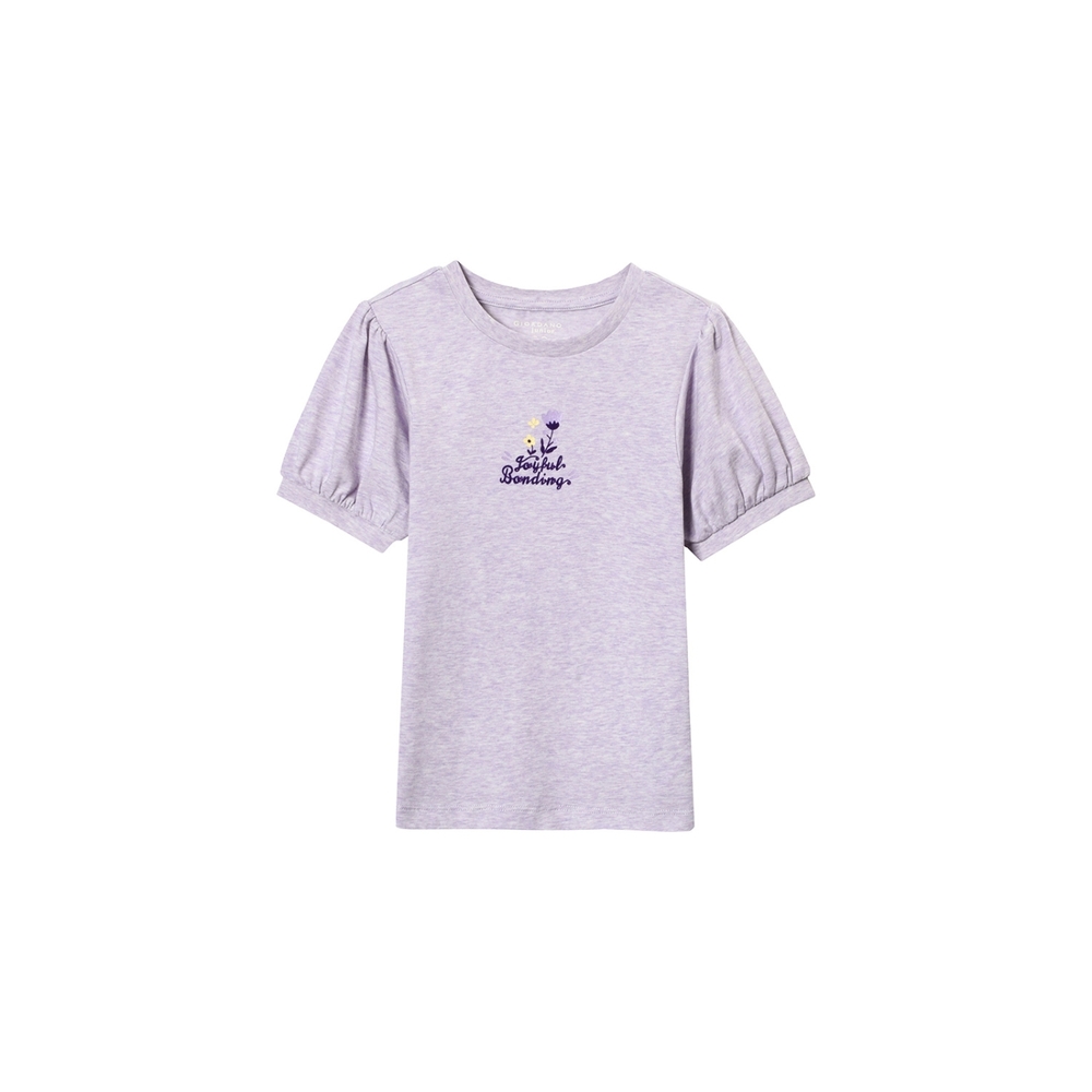 GIORDANO 童裝泡泡袖短袖上衣 - 73 花紗蘭花紫