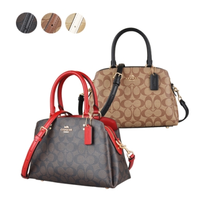 COACH LILLIE CARRYALL CANVAS 金字馬車LOGO PVC拉鍊手提斜背包 (多色)