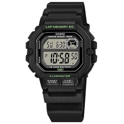 CASIO 卡西歐 / 跑步記憶 計時碼錶 兩地時間 防水 電子數位 橡膠手錶-黑色/42mm