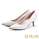 ORIN 簡約斜面縫線真皮尖頭高跟鞋 白色 product thumbnail 1
