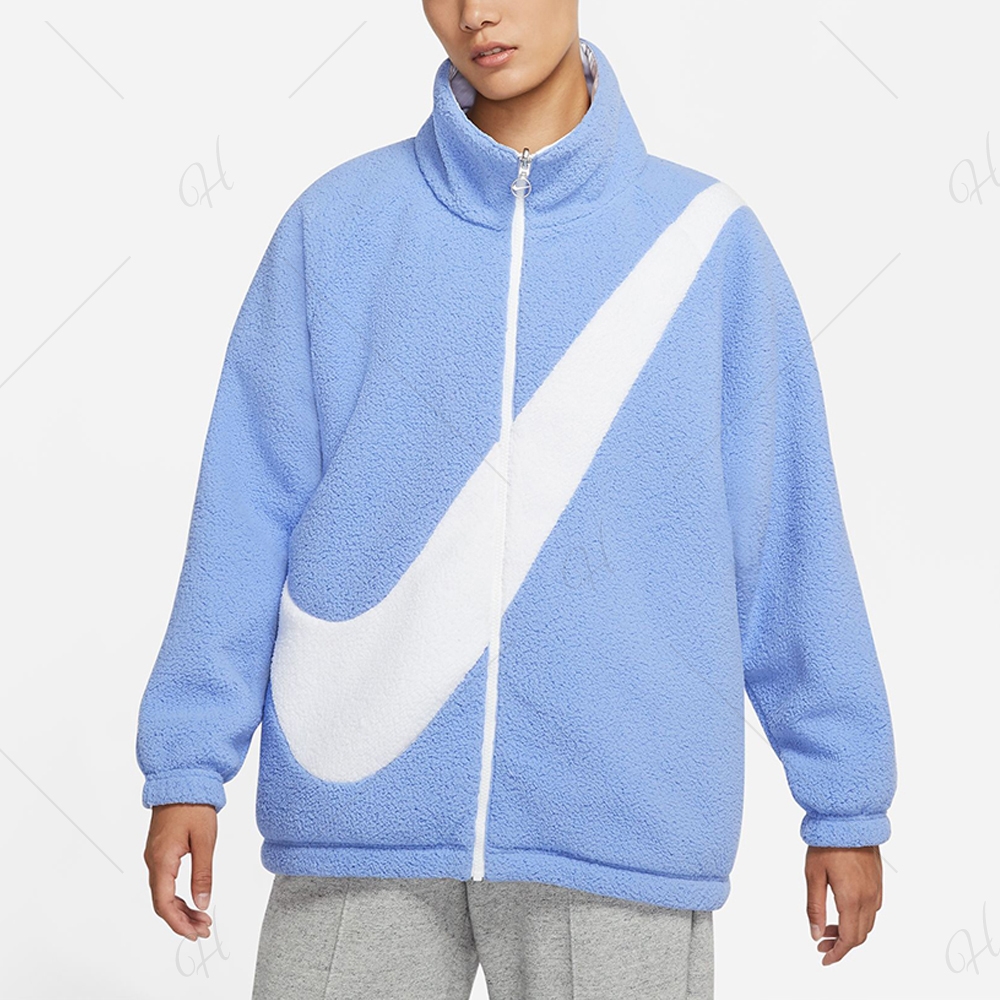 NIKE 外套 立領外套 羊羔毛 運動 保暖 雙面穿 女款 藍 DC5138414 AS W NSW HOODIE SHERPA REV JKT