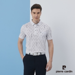 Pierre Cardin皮爾卡登 男裝 直條印花短袖POLO衫-白色(5217215-90)
