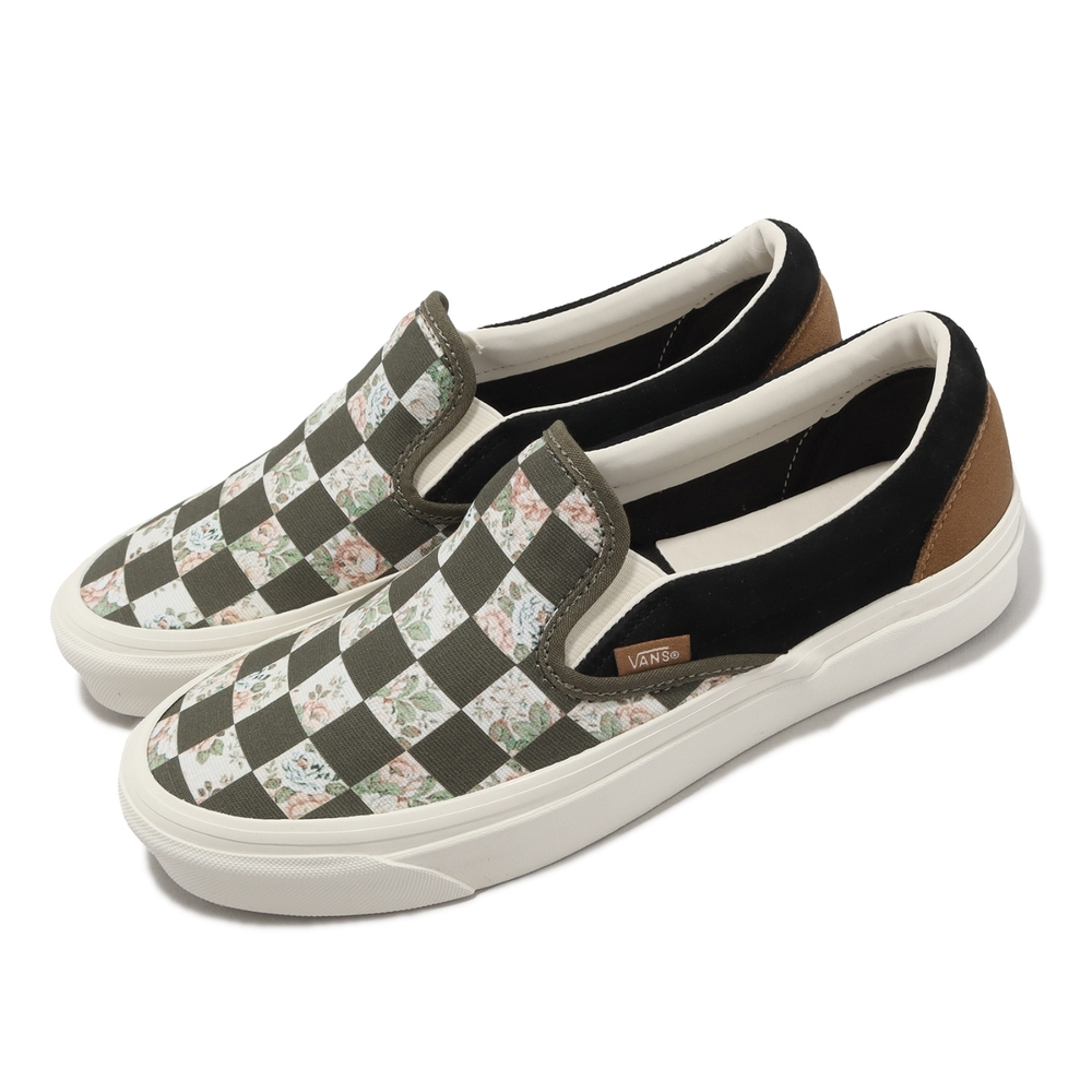 Vans 懶人鞋 Classic Slip-On 棋盤格 花 男鞋 女鞋 軍綠 格紋 休閒鞋 VN0A7Q58J4E