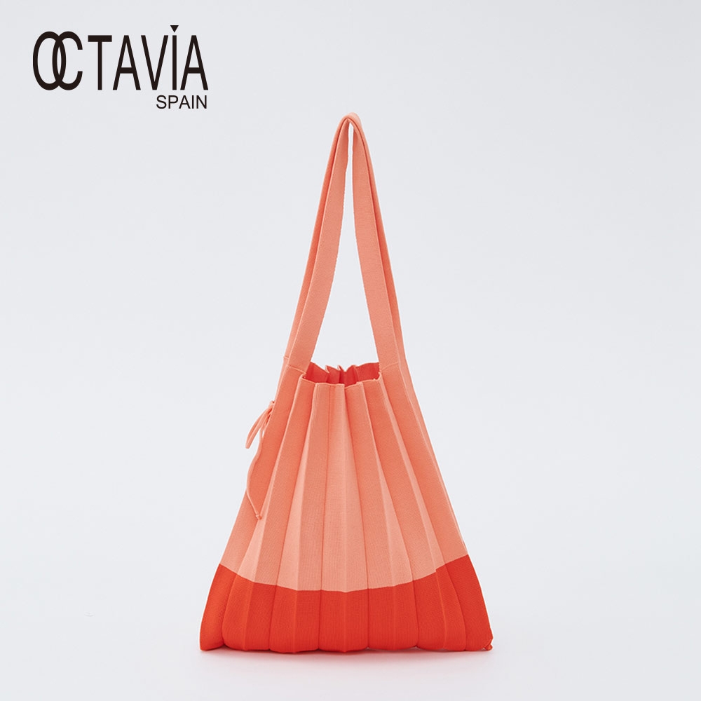 OCTAVIA8 - 優雅摺線 針織摺一摺小拎包 - 粉桔