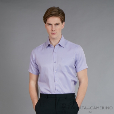 ROBERTA諾貝達 台灣製 合身版 職場紳士 優質穿搭短袖襯衫 紫色