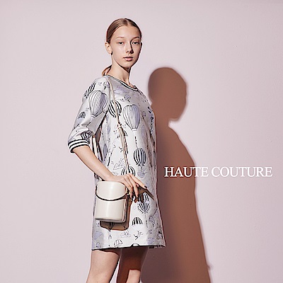 Haute Couture 高定系 精緻3D進口提花拼接造型禮服洋裝-銀白