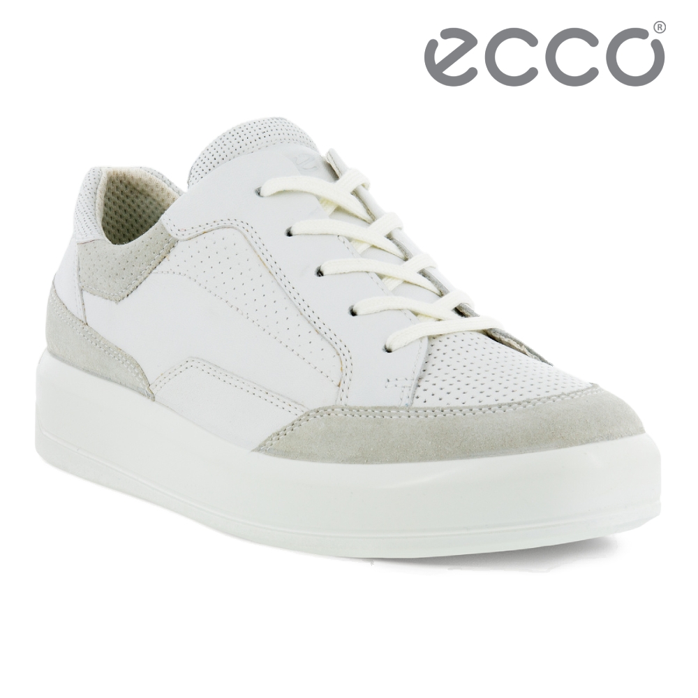 ECCO SOFT 9 II 柔酷厚底皮革拼接休閒鞋 網路獨家 女鞋 白色