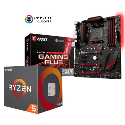 微星 X470 GAMING PLUS 主機板 + AMD R5-2600處理器組合套餐