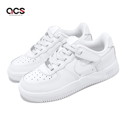 Nike 休閒鞋 Force 1 Low Easyon PS 中童鞋 白 皮革 魔鬼氈 AF1 經典 FN0237-111