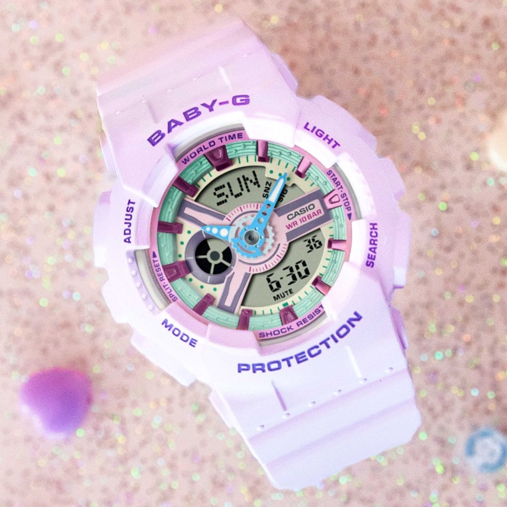 CASIO 卡西歐 BABY-G 粉彩撞色雙顯腕錶 母親節 禮物 43.4mm / BA-110XPM-6A