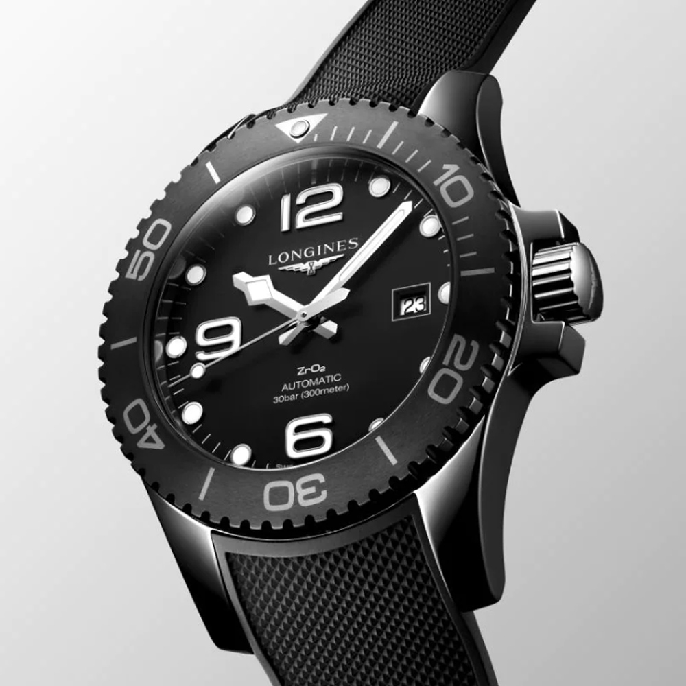 LONGINES浪琴 官方授權 深海征服者 浪鬼 陶瓷 潛水機械腕錶 黑 新年禮物 /43mm L3.784.4.56.9