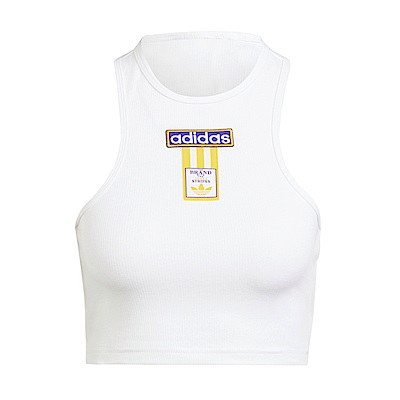 Adidas Adibrk Tank Top [IS2434] 女 短版 背心 休閒 三葉草 修身 挖背 舒適 白