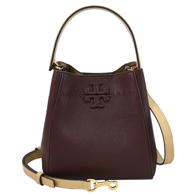 TORY BURCH Reva 品牌LOGO兩用水桶包(酒紅)