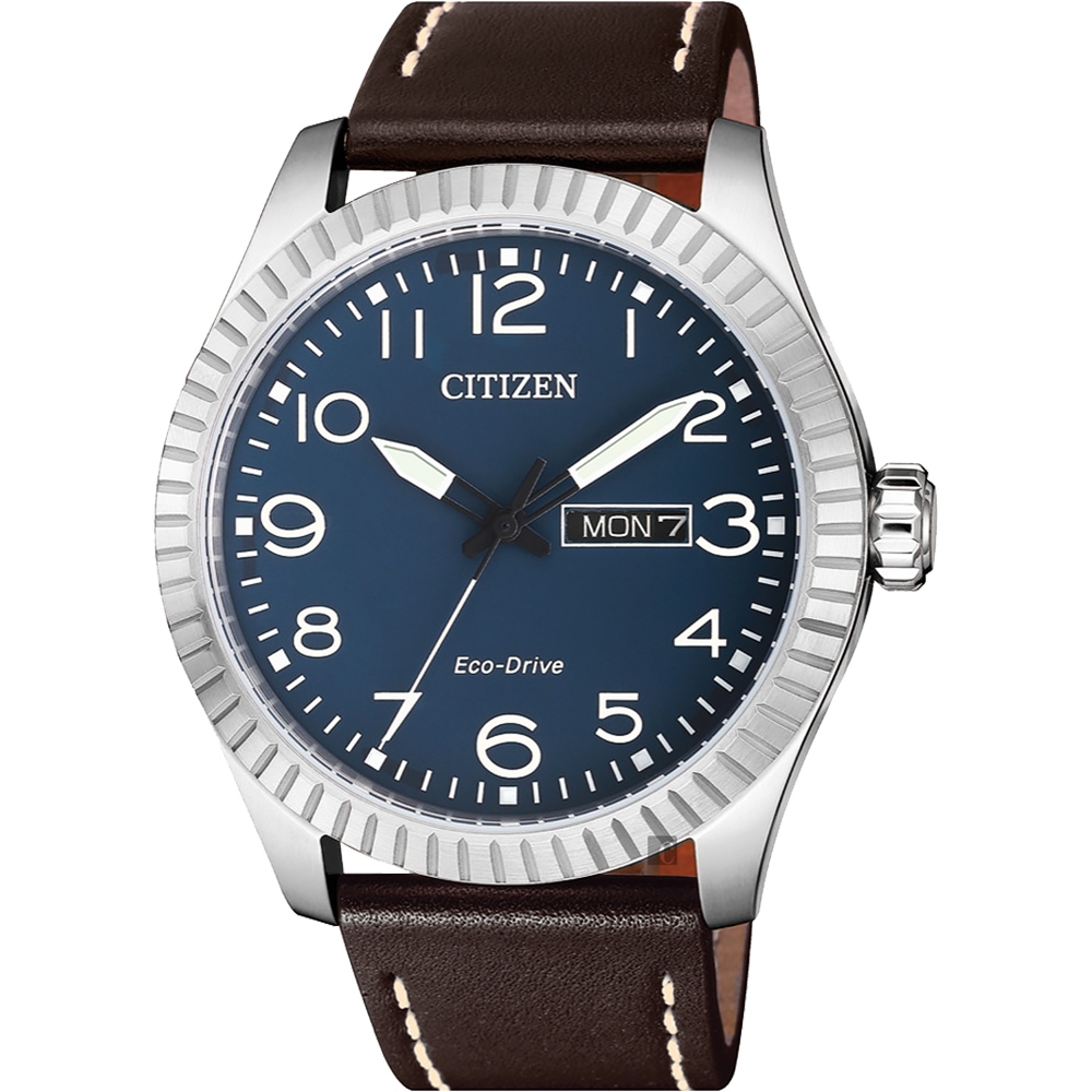 CITIZEN 星辰 限量光動能休閒手錶-藍x咖啡/42mm BM8530-11L