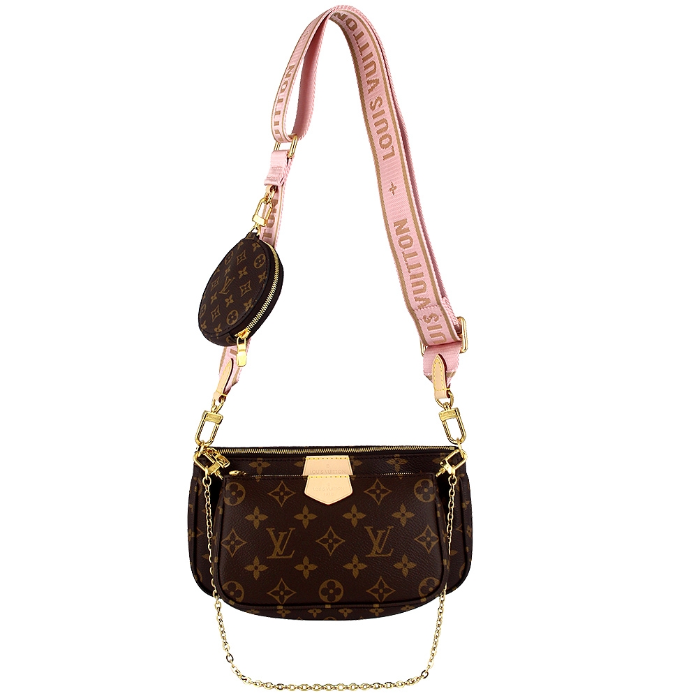 LV M44840 Monogram LV老花粉色背帶三用零錢/肩背/斜背包