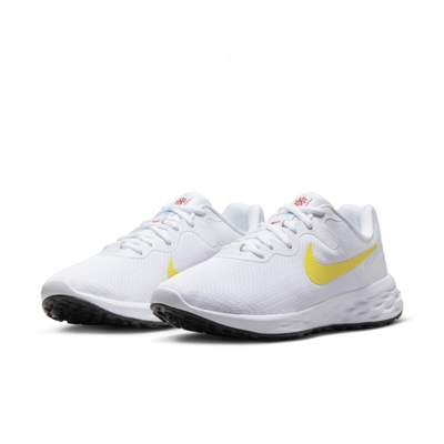 NIKE 慢跑鞋 女鞋 運動鞋 緩震 W REVOLUTION 6 NN 白黃 DC3729-105