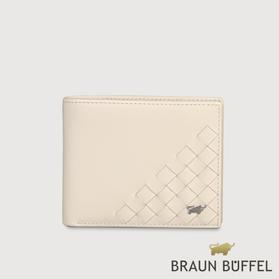 【BRAUN BUFFEL 德國小金牛】台灣總代理 墨菲斯 4卡零錢袋皮夾-粉筆白/BF524-315-CK