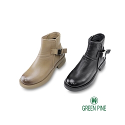GREEN PINE寒流必穿手感擦色真皮厚底粗跟女短靴共2色(00712231)