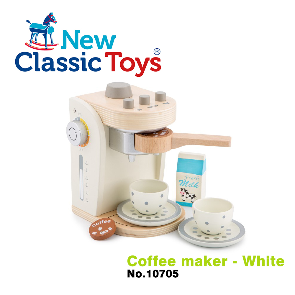 荷蘭New Classic Toys 木製家家酒咖啡機 - 優雅白 - 10705