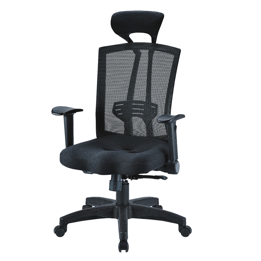 文創集 路西 時尚雙色網布多功能高背辦公椅-69×48×105-115cm免組