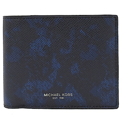 MICHAEL KORS KENT 迷彩附活動卡夾短夾(藍黑/附盒)