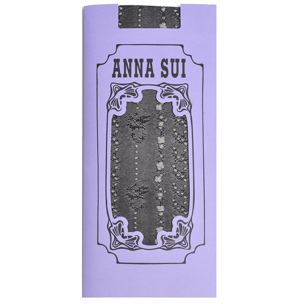 ANNA SUI 繽紛花點點圖騰花紋靜電防止加工半統襪(黑色)