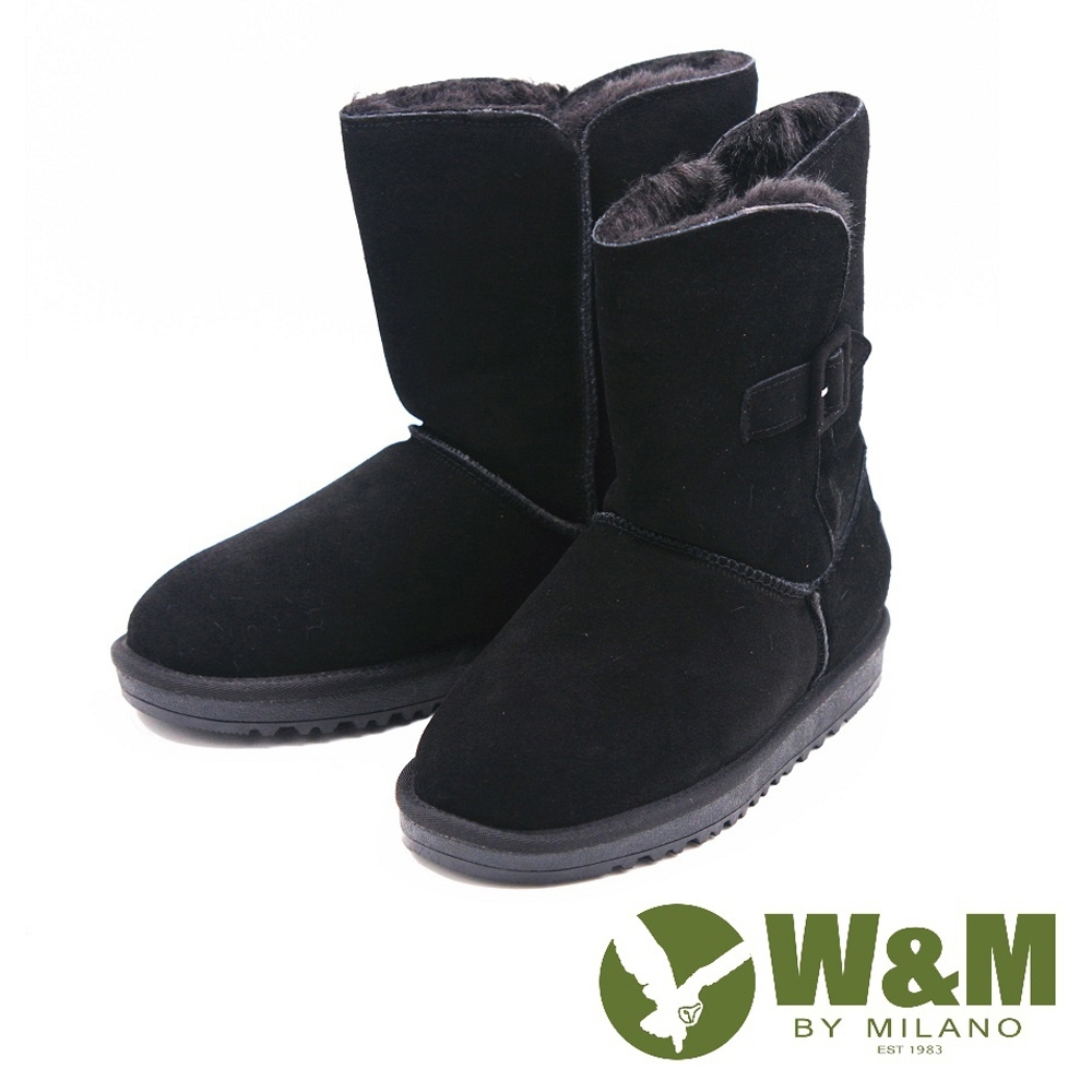 W&M 保暖平底短筒雪靴 女鞋-黑(另有棕)