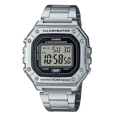 CASIO 復古造型經典設計大錶面清晰數位休閒錶-銀(W-218HD-1A)/43.2mm