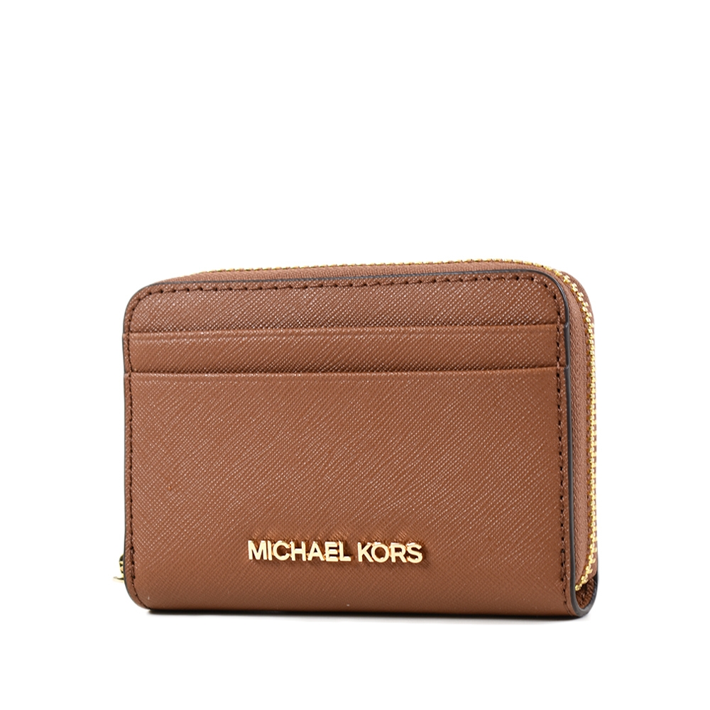 MICHAEL KORS 防刮皮革拉鍊零錢包/卡包-焦糖色