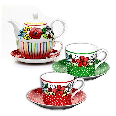 Royal Duke 彩漾茶壺馬克杯碟+二杯二碟雙組合骨瓷下午茶組