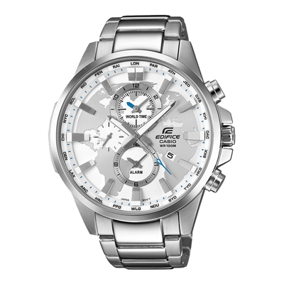 CASIO EDIFICE 掌心世界雙眼賽車錶-白-EFR-303D-7AVUDF