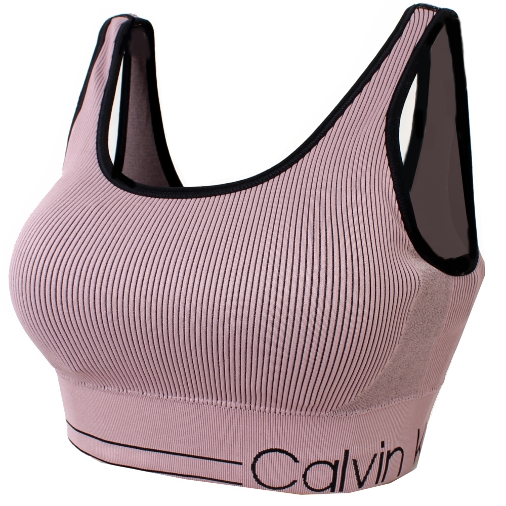 【Calvin Klein】ck吸濕排汗羅紋機能彈性運動內衣背心(粉紫色)