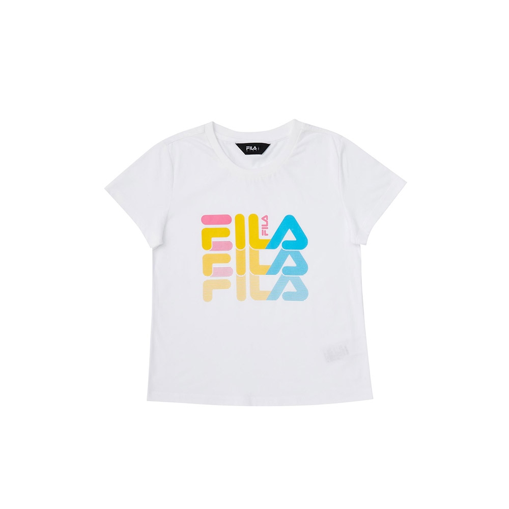 FILA KIDS 童短袖圓領上衣-白色 5TEW-4913-WT
