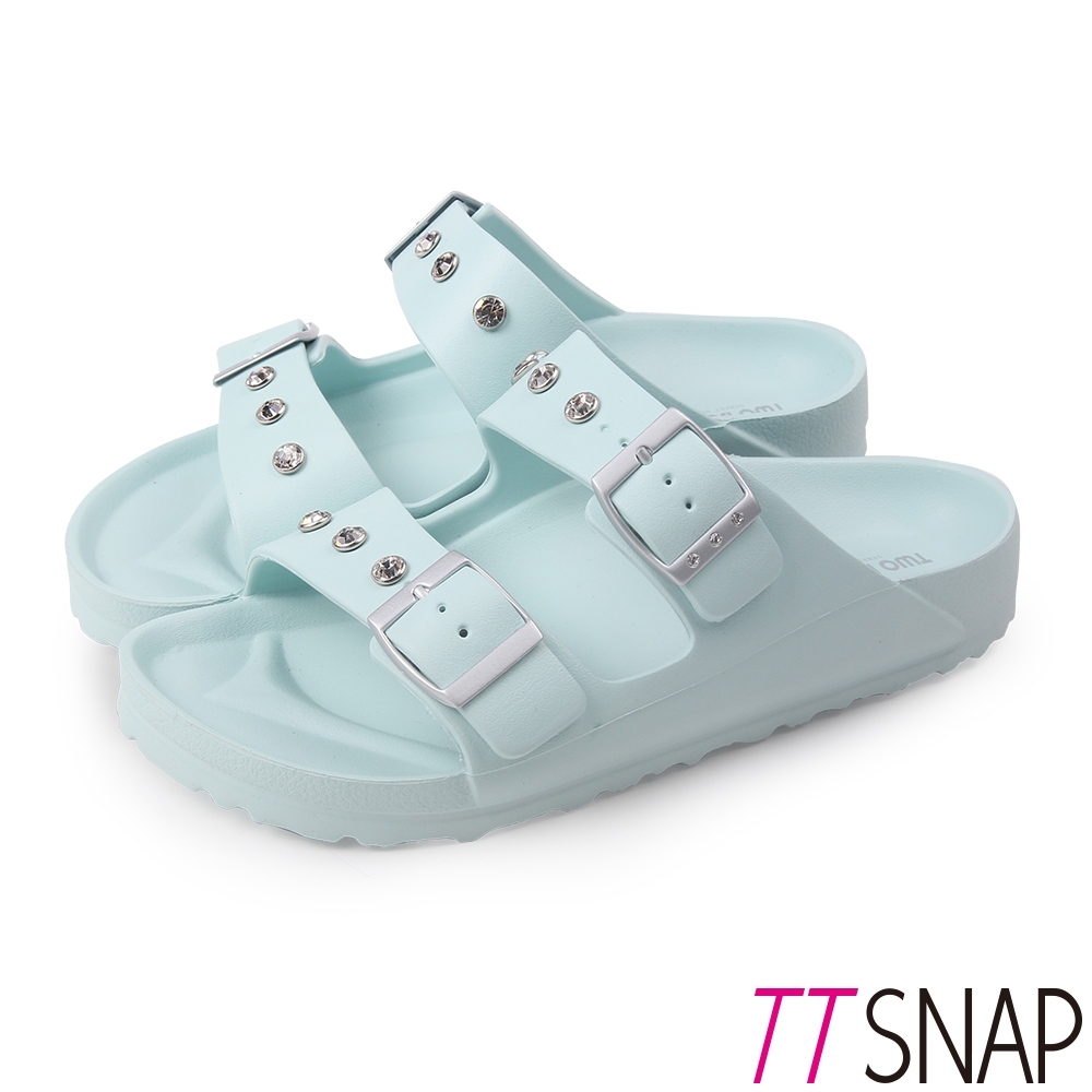 TTSNAP拖鞋-MIT輕量水鑽休閒防水拖鞋 藍