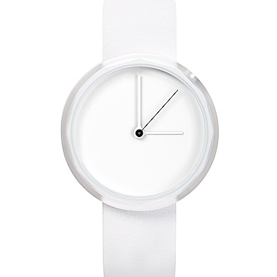 AÃRK 純白極簡主義真皮革腕錶 -質感白/38mm