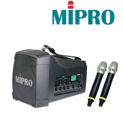 嘉強 MIPRO MA-200D MA200D 雙頻道旗艦型無線喊話器 擴音喇叭 附二支無線麥克風