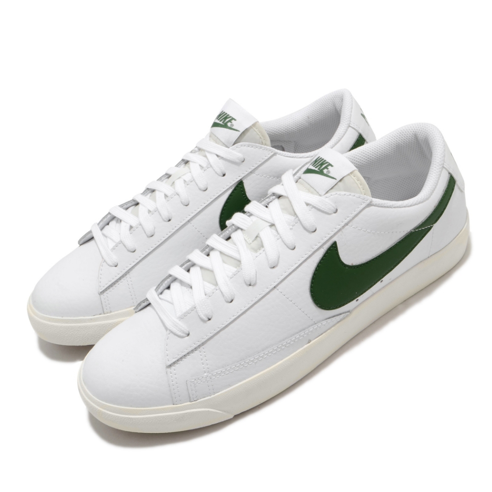 Nike 休閒鞋 Blazer Low 運動 男女鞋 基本款 皮革 簡約 舒適 情侶穿搭 白 綠 CI6377108