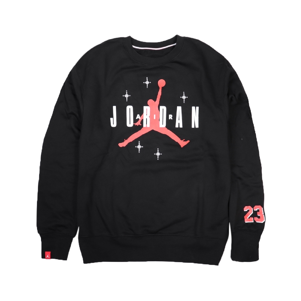 Nike 大學T Jordan Sweatshirt 男款 喬丹 飛人 運動休閒 基本款 圓領 微刷毛 黑紅 DO9153-010