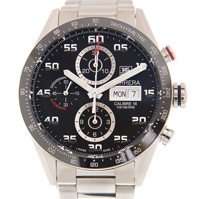 TAG HEUER 豪雅 CARRERA 系列黑面數字鏈帶款(CV2A10.BA0796)x43mm