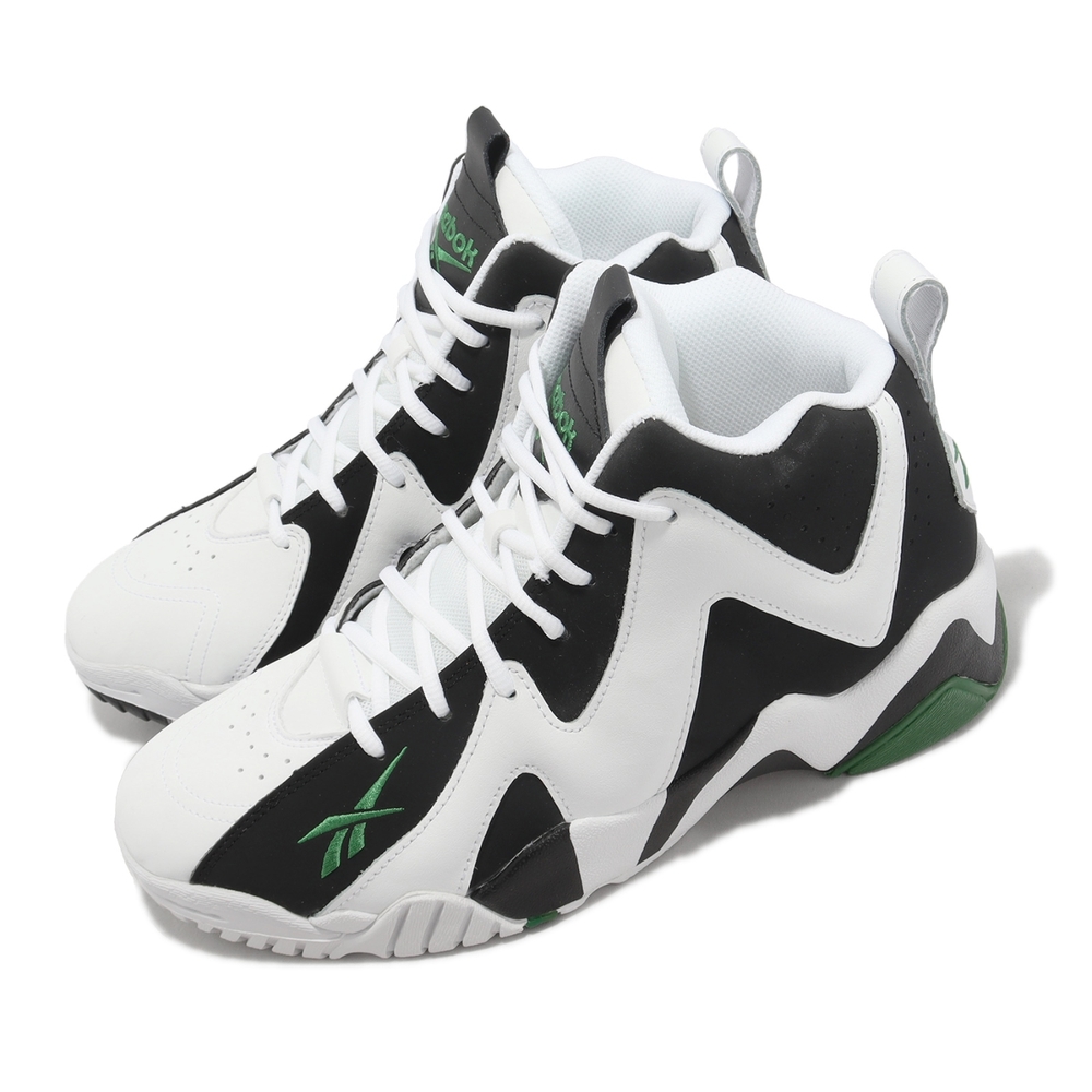 Reebok 籃球鞋Hurrikaze II 男鞋白黑綠皮革刺繡LOGO Shawn Kemp 運動鞋 