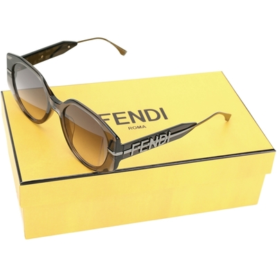 FENDI Fendigraphy 金屬字母飾漸層鏡片透明灰膠框太陽眼鏡