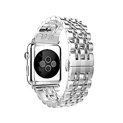 Apple Watch 不鏽鋼七珠蝶扣錶帶-贈拆錶器(銀-40mm)