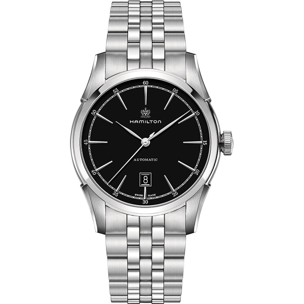Hamilton CLASSIC 紳士大三針機械腕錶-黑x銀/24mm