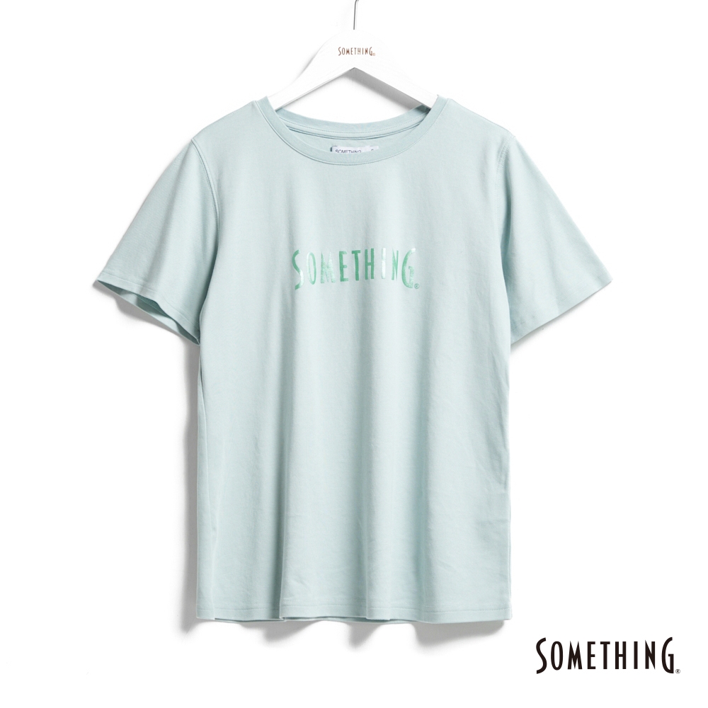 SOMETHING 基本LOGO短袖T恤-女-淺綠色