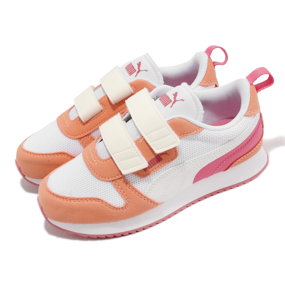 Puma 休閒鞋 R78 V PS 中童鞋 白 橙橘色 經典 魔鬼氈 小朋友 4-7歲 37361738