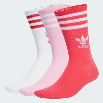 adidas 愛迪達 襪子 中筒襪 運動襪 3雙組 三葉草 CREW SOCK 3STR 白粉紅 IU2660