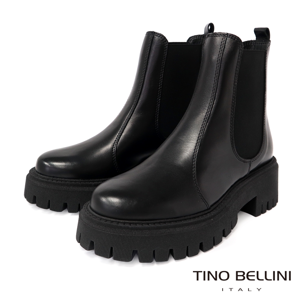 【TINO BELLINI 貝里尼】義大利進口厚底切爾西短靴FWMT003A-1(黑色)