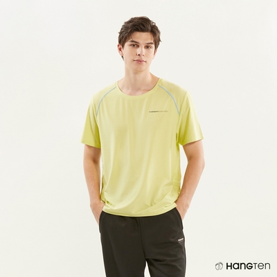 Hang Ten-男裝-COMFORT FIT涼感鋁片跳色反光吸濕排汗抗臭短袖上衣-綠